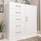 Cômoda Para Quarto 5 Gavetas E 1 Porta Miami Branco