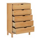 Cômoda Para Quarto 5 Gavetas Madeira Maciça Docstock Marrom Y