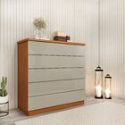 Cômoda Para Quarto 5 Gavetas Premium Cinamomo/off White