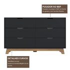 Cômoda Para Quarto 6 Gavetas Mdf Alice Yescasa Preto/louro Fr