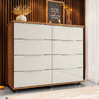 Cômoda Para Quarto 8 Gavetas Com Rodízios Athenas Cedro Areia