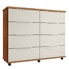Cômoda Para Quarto 8 Gavetas Com Rodízios Athenas Cedro Areia