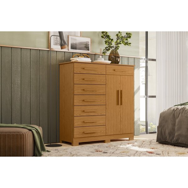 Cômoda Para Quarto 8 Gavetas E 2 Portas Verona Cinamomo
