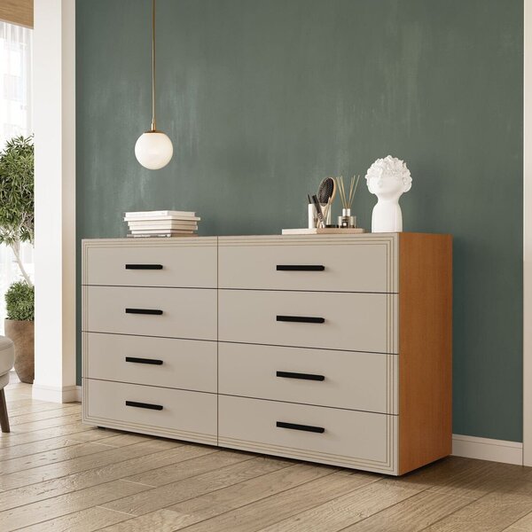 Cômoda Para Quarto 8 Gavetas Valência Freijó/creme