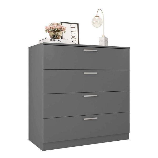 Cômoda Para Quarto Casal 4 Gavetas Sleep Cinza Caemmun