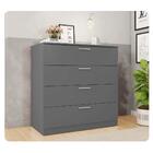 Cômoda Para Quarto Casal 4 Gavetas Sleep Cinza Caemmun