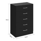 Cômoda Para Quarto Com 5 Gavetas Aruba Preto