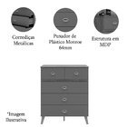 Cômoda Para Quarto Com 5 Gavetas Mdp Zabi Branco/camarim