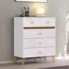 Cômoda Para Quarto Com 5 Gavetas Mdp Zabi Branco/camarim