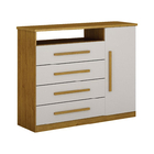 Cômoda Para Quarto Com Sapateira 4 Gavetas - Diamante-freijó/