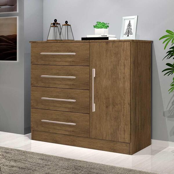 Cômoda Para Quarto Com Sapateira 4 Gavetas Malibu New Jequiti
