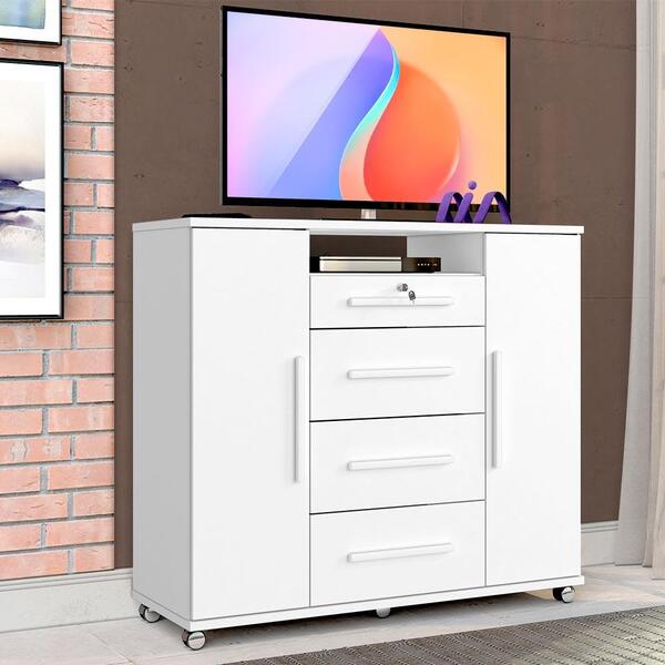Cômoda Para Quarto Com Sapateira Branco Ártico Versátil Zanzini
