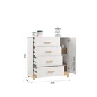 Cômoda Para Quarto De Bebê 1 Porta 4 Gavetas Údine  Branco/pi
