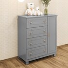 Cômoda Para Quarto De Bebê 1 Porta 4 Gavetas Údine Retro Cinza