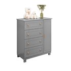 Cômoda Para Quarto De Bebê 1 Porta 4 Gavetas Údine Retro Cinza