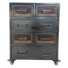 Cômoda Para Quarto De Madeira Cor Canela E Ferro Cor Preto -