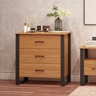 Cômoda Para Quarto Estilo Industrial 3 Gavetas F38 Freijó/pre