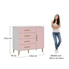 Cômoda Para Quarto Infantil Kids Espresso Móveis Branco/rosa