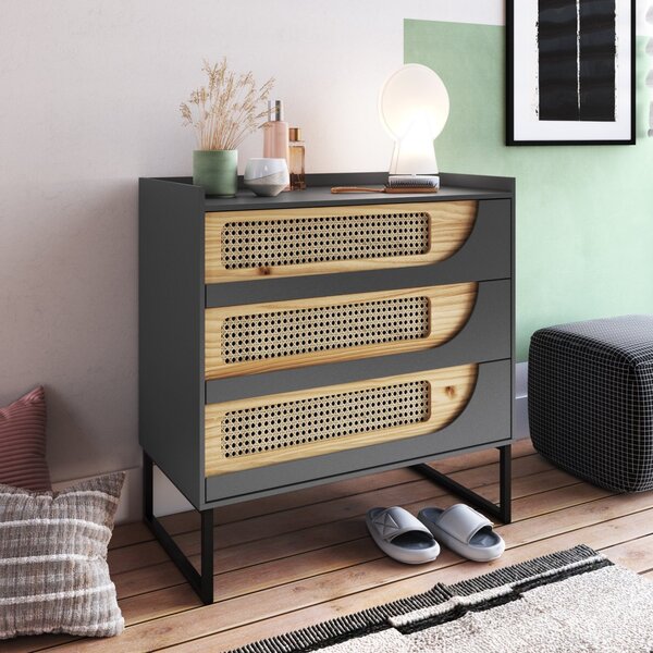 Cômoda Para Quarto Mdf/mdp Com 3 Gavetas Apolo