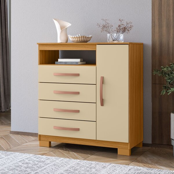 Cômoda Para Quarto Sapateira 1 Porta 4 Gavetas Nicho Itapema