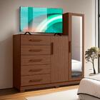 Cômoda Para Tv Até 50 Polegadas 5 Gavetas Espelho Cacau Nexus