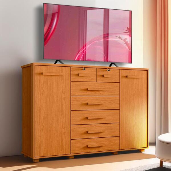 Cômoda Para Tv Até 65 Polegadas 7 Gavetas Cinamomo Fonteine S