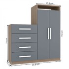 Cômoda Paris 2 Portas 4 Gavetas Carvalho/cinza - Panorama Móv