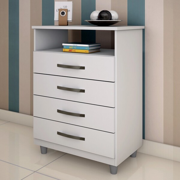 Cômoda Paris 4 Gavetas Branco - Pnr Móveis