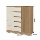 Cômoda Paris New 1 Porta 5 Gavetas Ripado 3d Natura/off White