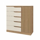 Cômoda Paris New 1 Porta 5 Gavetas Ripado 3d Natura/off White