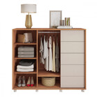 Cômoda Pegasus 2 Portas 5 Gavetas Ripado Freijo/off White - C