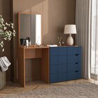 Cômoda Penteadeira 4 Gavetas Com Espelho Porto Azul/freijó