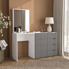 Cômoda Penteadeira 4 Gavetas Com Espelho Porto Cinza/branco