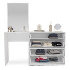 Cômoda Penteadeira 4 Gavetas Com Espelho Porto Cinza/branco