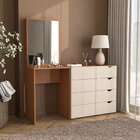 Cômoda Penteadeira 4 Gavetas Com Espelho Porto Creme/freijó