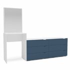 Cômoda Penteadeira 6 Gavetas Com Espelho Porto Azul/branco