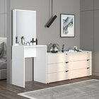 Cômoda Penteadeira 6 Gavetas Com Espelho Porto Creme/branco