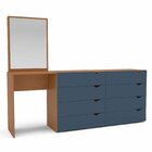 Cômoda Penteadeira 8 Gavetas Com Espelho Porto Azul/freijó