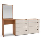 Cômoda Penteadeira 8 Gavetas Com Espelho Porto Creme/freijó