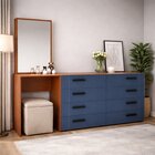 Cômoda Penteadeira 8 Gavetas Lisboa Azul/freijó