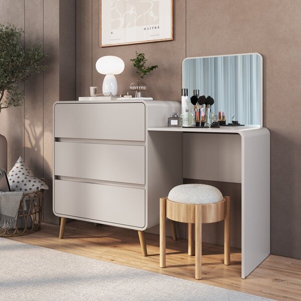 Cômoda Penteadeira Com 3 Gavetas Curve Bege Dunas