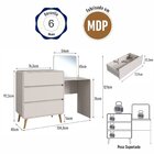 Cômoda Penteadeira Com 3 Gavetas Curve Bege Dunas