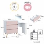 Cômoda Penteadeira Com 3 Gavetas Curve Branco / Rosa Milkshake