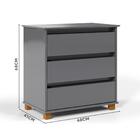 Cômoda Pequena 3 Gavetas Cinza E.j Móveis