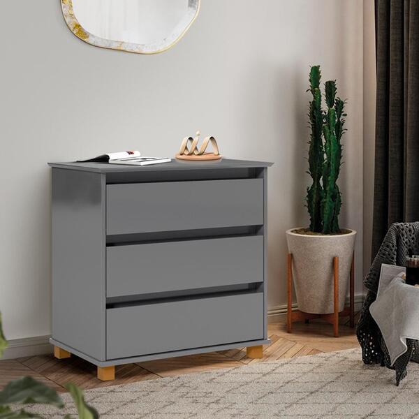 Cômoda Pequena 3 Gavetas Cinza E.j Móveis