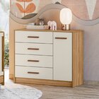 Cômoda Pérola 4 Gavetas E 1 Porta Nature/branco Off