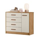 Cômoda Pérola 4 Gavetas E 1 Porta Nature/branco Off