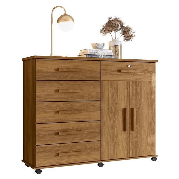 Cômoda Platina New 2 Portas E 6 Gavetas - Lukaliam Móveis