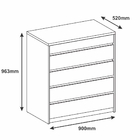 Cômoda Premium 5 Gavetas Branco