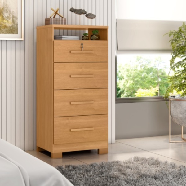 Comoda Primordial Max Zanzini Cinamomo 4 Gavetas Com Pés  ( 1